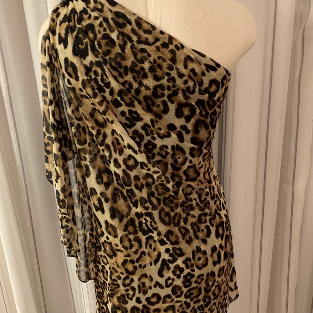 One shoulder animal print dress